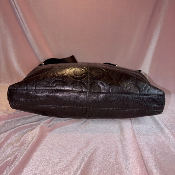 Authentic Vintage Coach Op Art Embossed Leather Messenger Bag Dark Brown - Picture 4 of 5